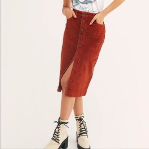Vintage modern Lee burnt orange corduroy high rise midi skirt